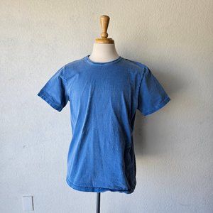 Feature Kelven T Shirt Indigo Blue Garment Dyed Cotton Made in USA Mens L Large